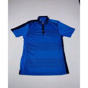 Ogio Polo Shirt Men's Large Blue Short Sleeve Golf Geometric Athletic Athleisure